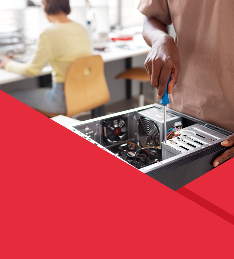 Employee using secure cloud platform for remote work