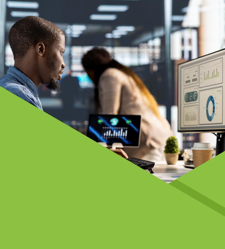 Modern office with networked workstations and VoIP phones